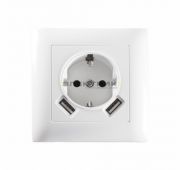 Розетка ВГ-22 одинарная с/з, 2USB разъема